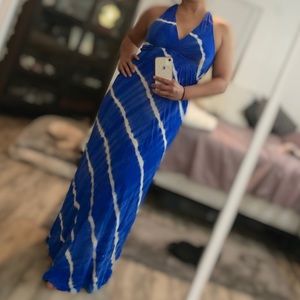 Blue and white tie dye halter sundress